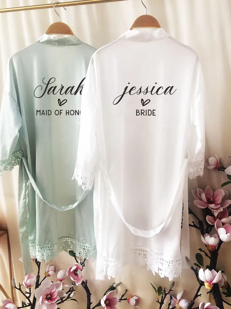 Top Trends: Lace Bridal Robe Bridal Party Robes Personalised Wedding Party Dressing Gown Bachelorette Kimono Bridesmaid Silky Bathrobe Woman Shoppable Styles