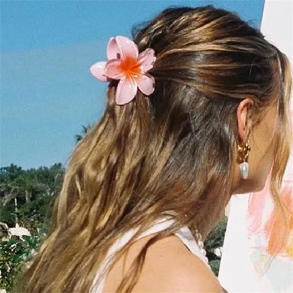 Top Trends: New Gradient Flower Acrylic Hair Claws Clip For Women Girls Sweet Hairpins Summer Beach Hawaiian Headwear Hair Accessories Shoppable Styles - Image 2