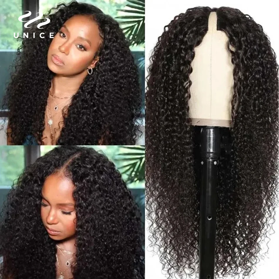 Top Trends: UNice V Part Wig Deep Curly Human Hair Wigs Upgrade U Part Wig No Glue No Leave Out Upart Wig Human HairBlend With Your Hairline Shoppable Styles