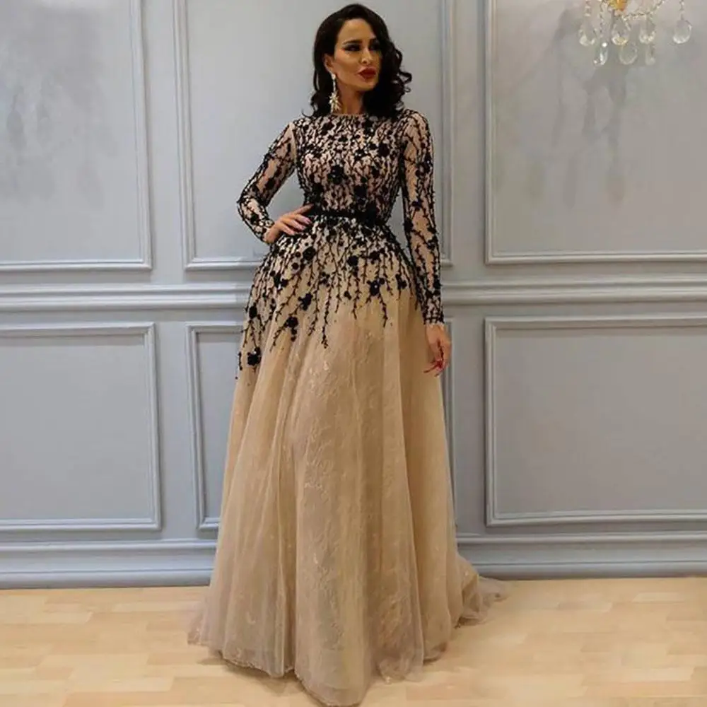 Top Trends: Elegant Long Sleeve Evening Dress Lace Tulle Bride Mom Dress Prom Dress Women Party Banquet Dress Plus Size Custom Shoppable Styles