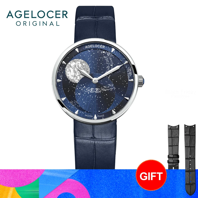 Top Trends: AGELOCER Astronomer Women's Luxury Quartz Moon Phase Watch Birthday Gift For Women Shoppable Styles