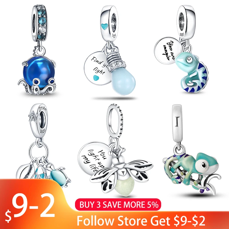 Top Trends: Charms Fit Pandora 925 Original Bracelets Chameleon Luminous Firefly Butterfly Silver 925 Charms Beads Fine DIY Jewelry Making Shoppable Styles