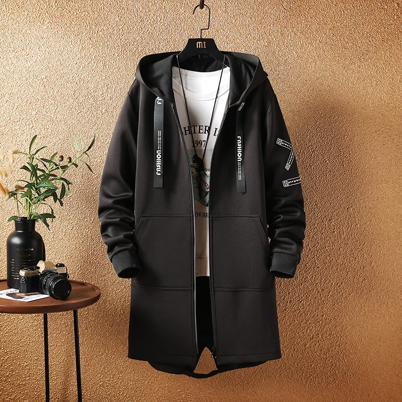 Top Trends: Men Jacket Men 5XL Print Hooded Long Coat Black 2023 Hip Hop Streetwear Men&#039;s Jackets Outwear Shoppable Styles