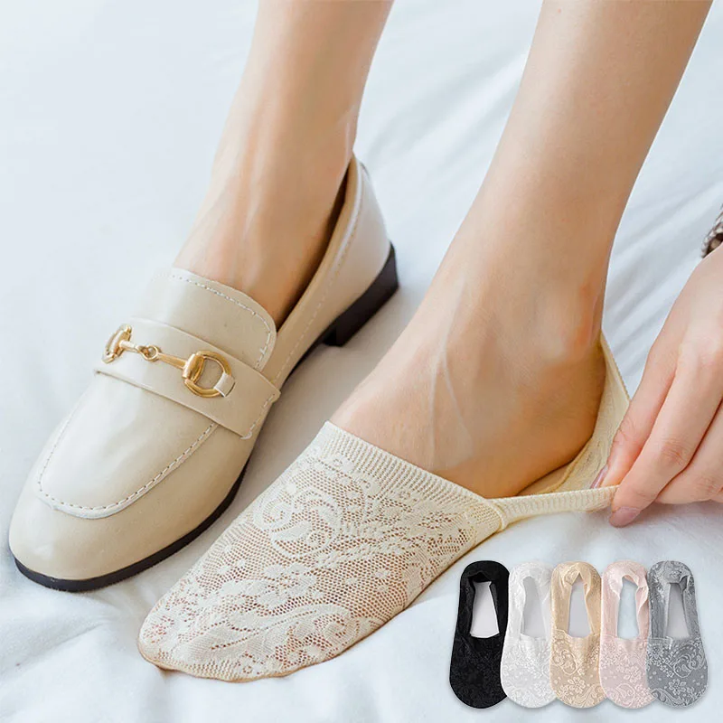 Top Trends: Women Sexy Lace Floral Anklet Socks Breathable Female Basic Summer Invisible Anti Slip Sock Lady Home Floor Slipper Boat Sox Shoppable Styles