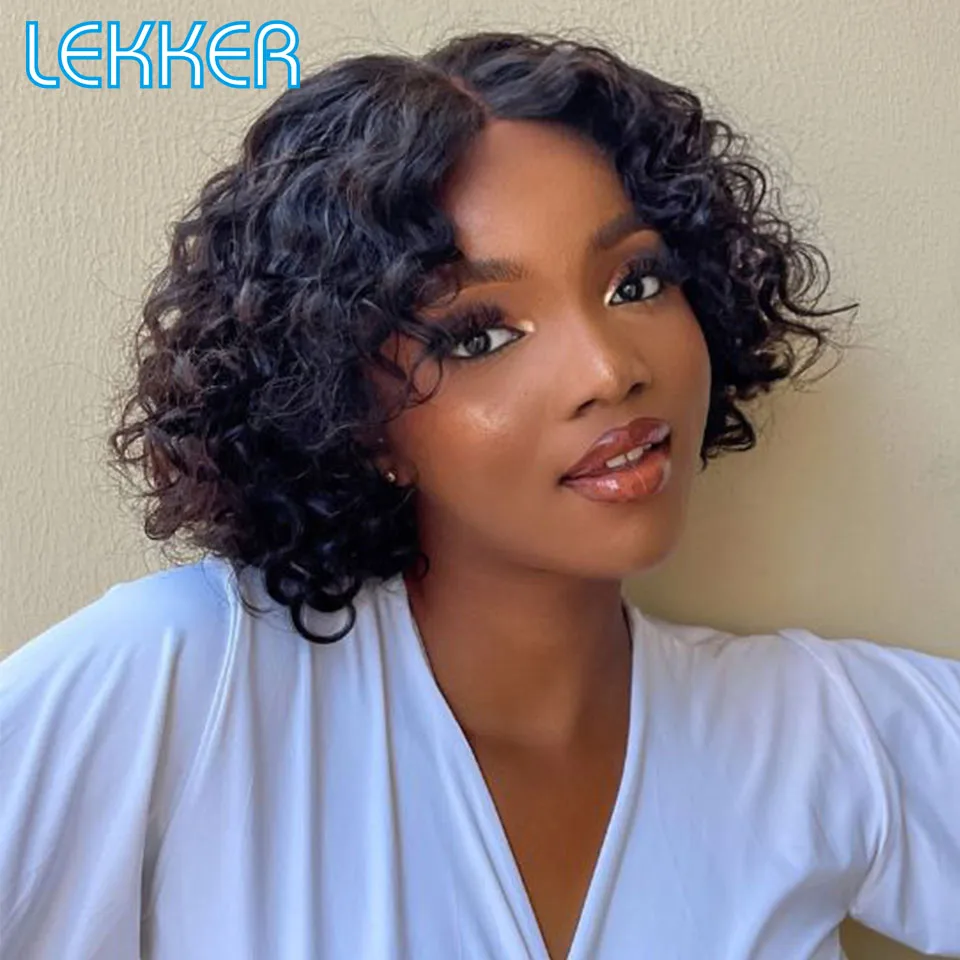 Top Trends: Lekker Short Kinky Curly Bob 13x6x1 Lace Front Human Hair Wig For Women Loose Deep Wavy Brazilian Remy Hair Ombre Colored Wigs Shoppable Styles