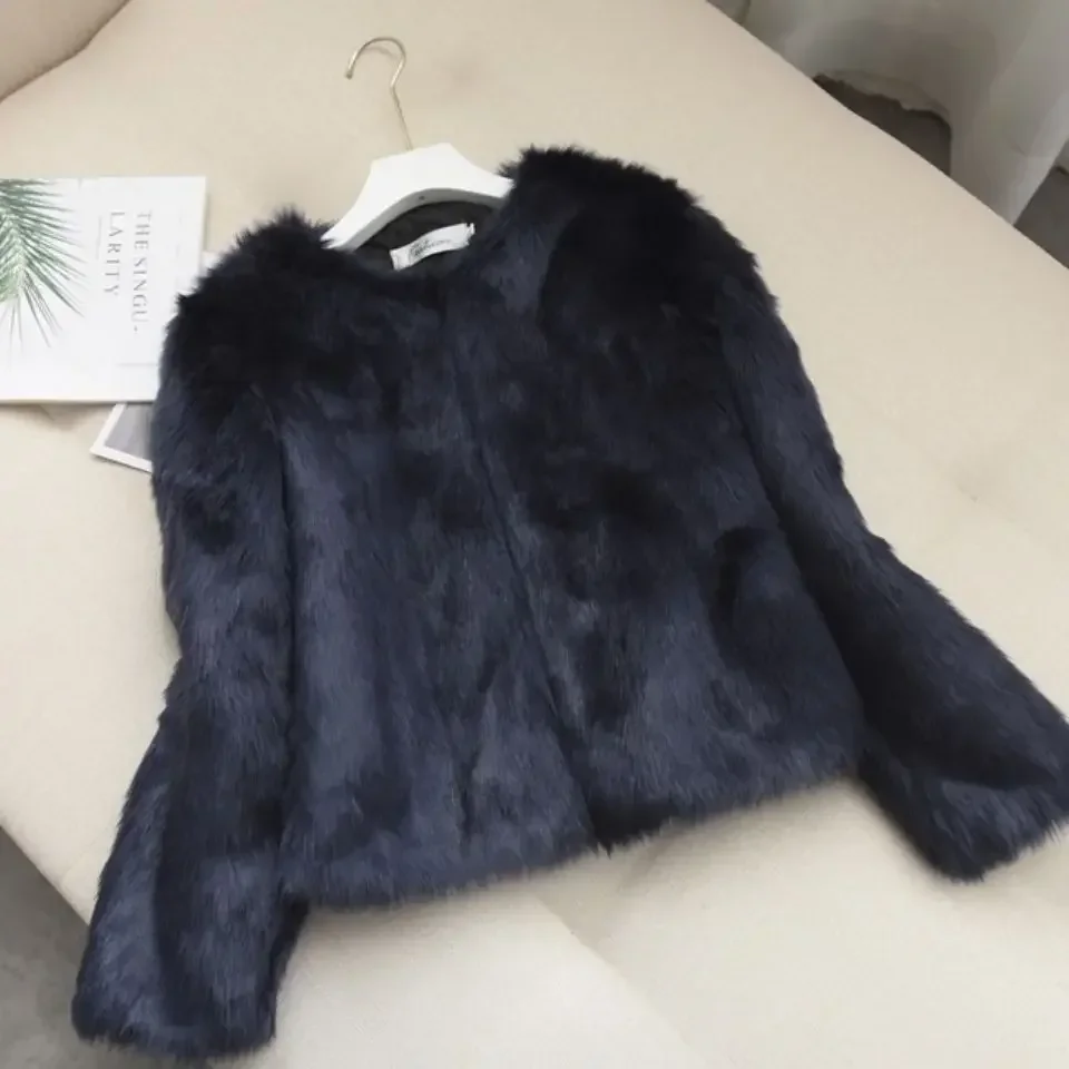 Top Trends: Fashion Womens Imitation Rabbit Fur Coat Winter Warmth Parka Cropped Jacket Long Sleeve Top Wholesale Korean New Shoppable Styles