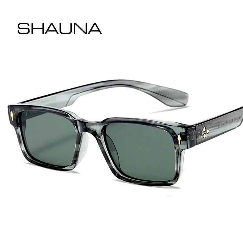 Top Trends: SHAUNA New Fashion Rivets Rectangle Sunglasses UV400 Shoppable Styles