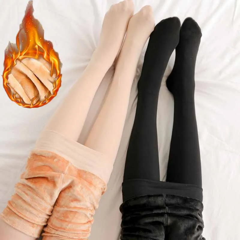 Top Trends: Winter Leggings Knitting Velvet Tights Casual Legging High Elastic Thicken Lady&#039;s Warm Pants Skinny Pants For Women Stocking Shoppable Styles