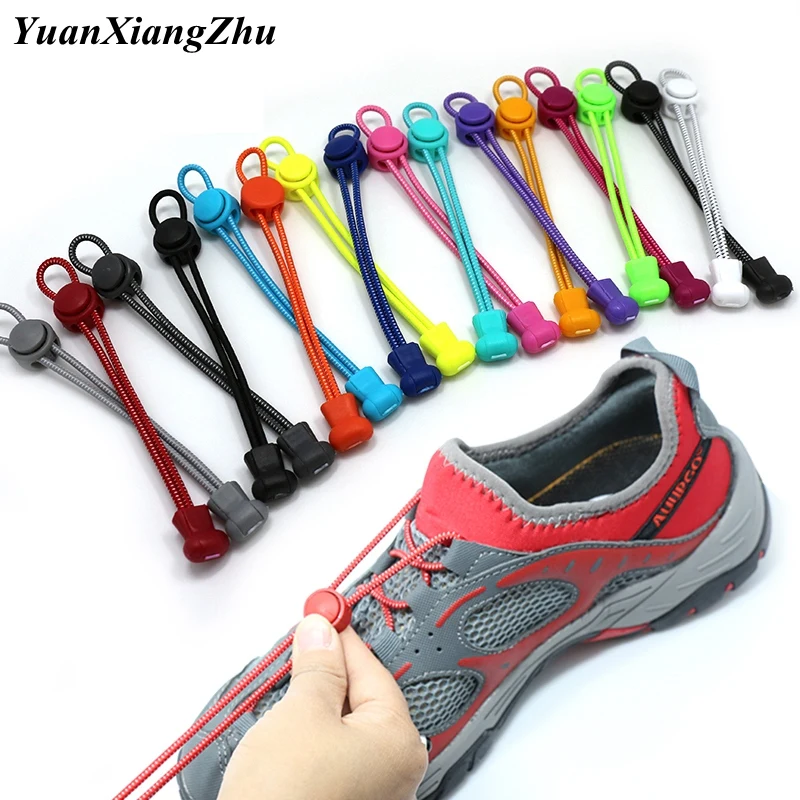 Top Trends: 1Pair 22 Colors Elastic Shoelaces Round Locking No Tie Shoe Laces Kids Adult Quick Lazy Laces Rubber Sneakers Shoelace T1 Shoppable Styles