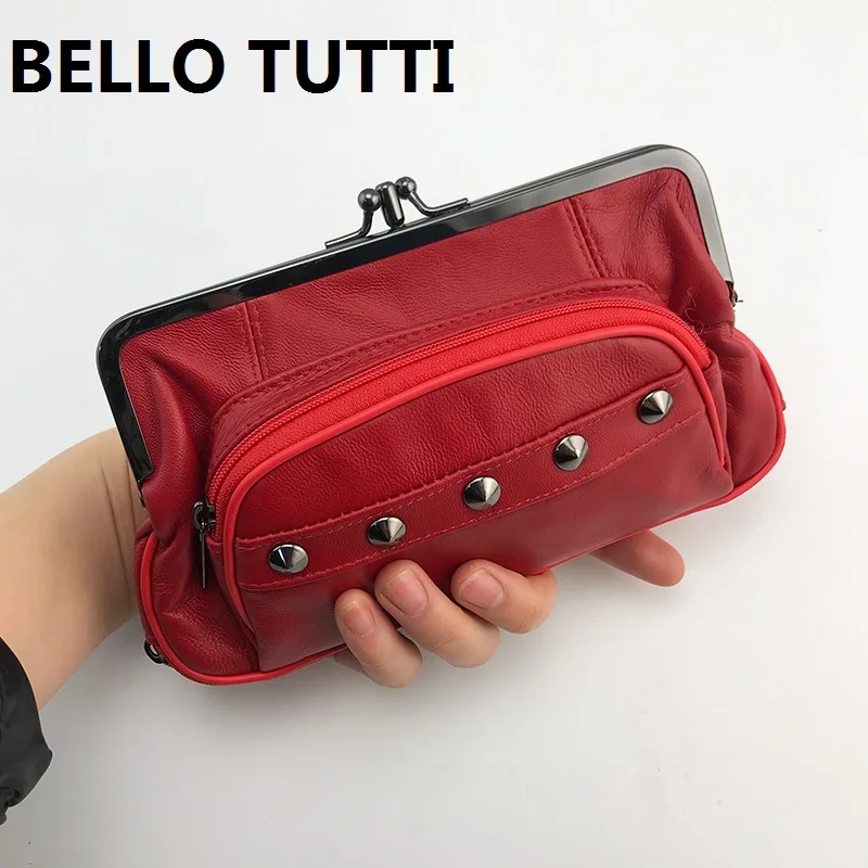 Top Trends: BELLO TUTTI New Women Genuine Leather Key Wallets Mini Coin Purse Metal Hasp Sheepskin Card&amp;ID Holder Bag Money Clip Phone Bag Shoppable Styles