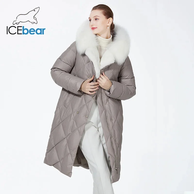 Top Trends: ICEbear 2023 Fur Hood Women Coat Long Luxury Jacket Female Belt Warm Windproof Quilted Coat Parkas GWD3925I Shoppable Styles