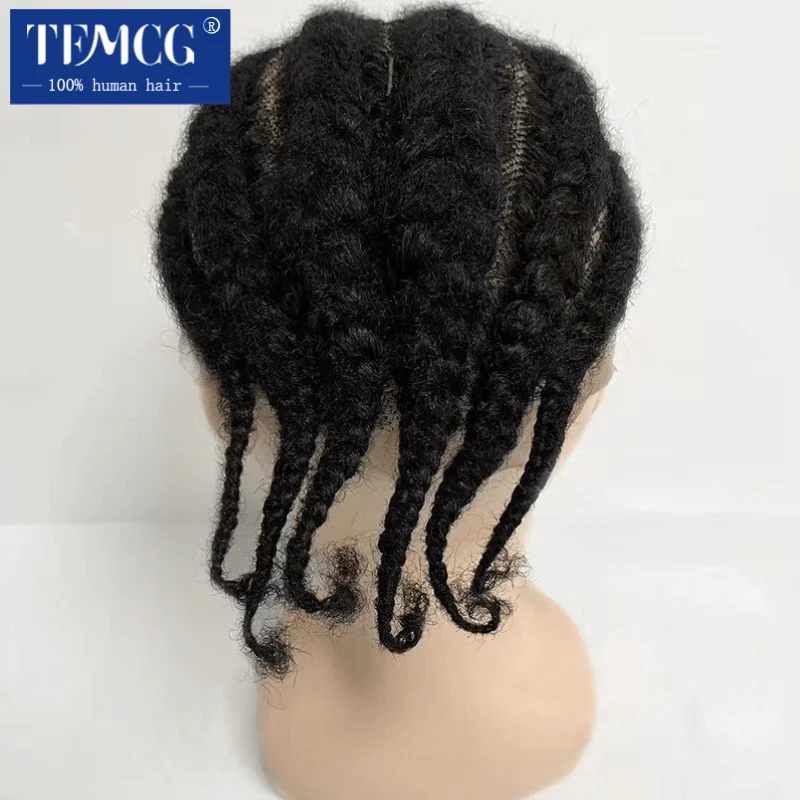 Top Trends: Toupee For Men Braided Full Lace Toupee For Black Men Human Hair Replacement Afro Corn Braids Male Hair Prosthesis Wigs For Men Shoppable Styles - Image 3