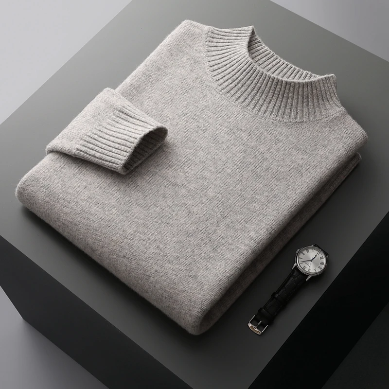 Top Trends: Winter Double Thick Men's Cashmere Sweater With Semi-High Neck High-End Warm Wool Knitted Bottoming Shirt Shoppable Styles