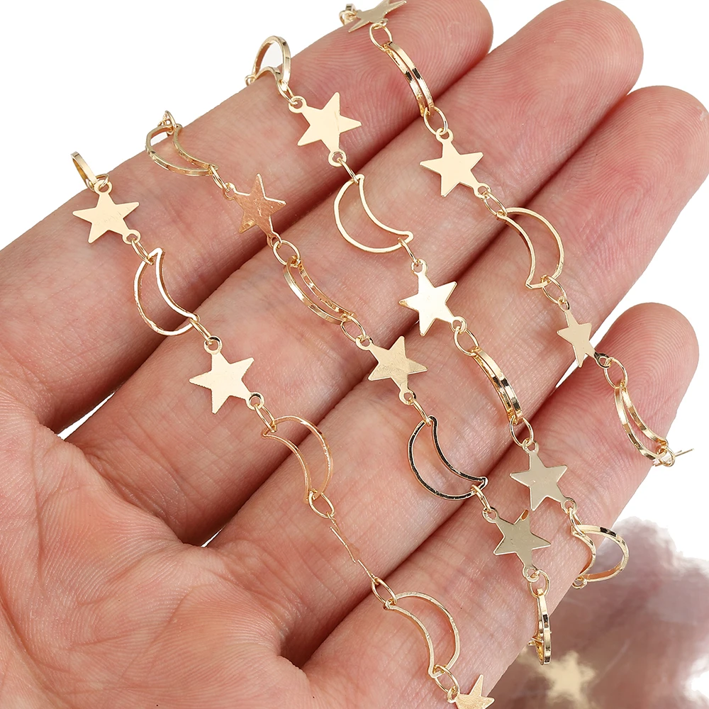 Top Trends: 2Meters 1Meter Hollow Out Moon Star Charms Copper Chain Star Chains For Jewelry Making DIY Necklace Bracelet Wholesale Supplies Shoppable Styles