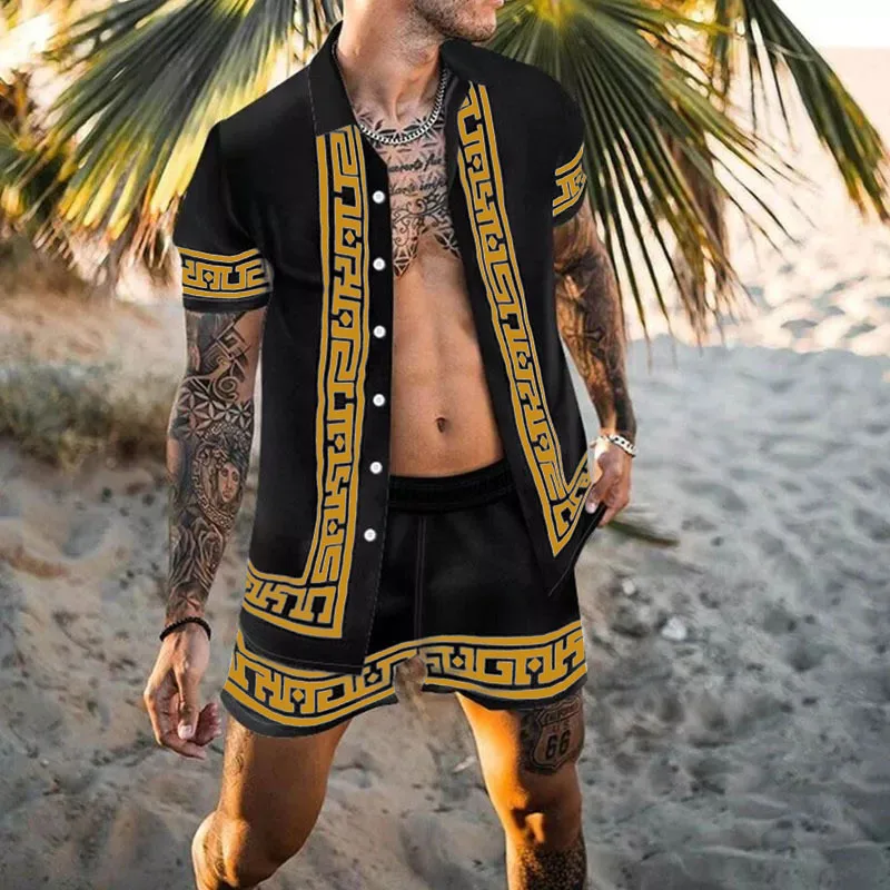 Top Trends: 2023 New Summer Beach Fashion Hawaiian Casual Print 3D Two-piece Men&#039;s Short Sleeve Shirt Shorts Suit Men&#039;s Clothing Shoppable Styles