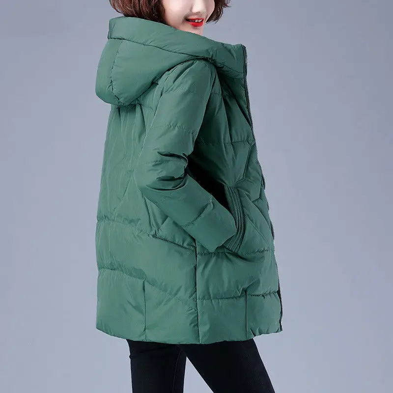 Top Trends: Women&#039;s Winter Coat Hooded Mid-length Padded Jacket Warmth Jacket Korean Fashion Wholesale Plus Size Loose New Shoppable Styles