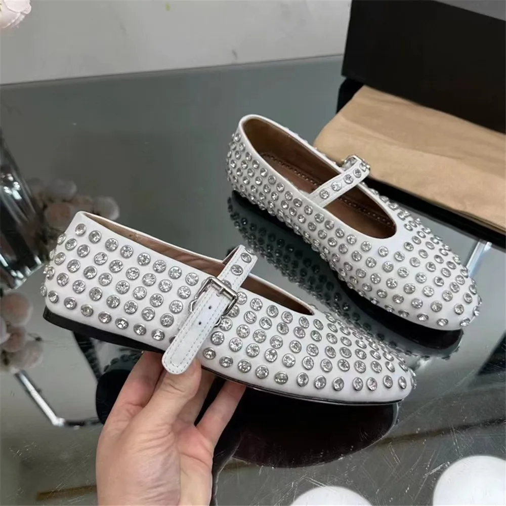 Top Trends: 2023 Fashion Crystal Studded Ballet Flats Shoes For Woman Round Toe Low Heels Luxury Brand Mesh Shoes Lady Slip-On Casual Pumps Shoppable Styles