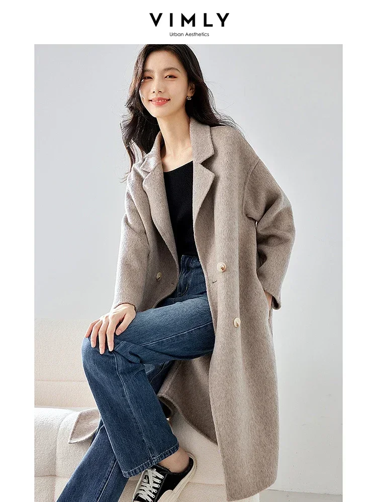 Top Trends: Vimly Double Faced Wool Blend Long Coat Women 2023 Winter Elegant Office Lady Straight Warm Woolen Jacket Female Overcoat 50690 Shoppable Styles - Image 4