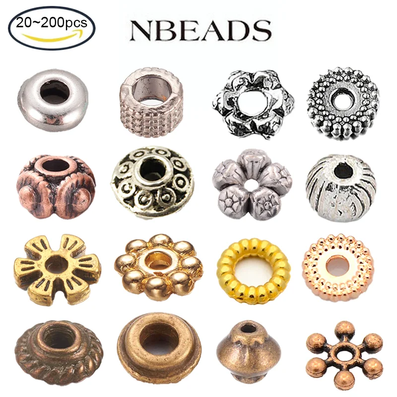 Top Trends: NBEADS 20-200PCS Tibetan Red Copper Metal Beads Spacer Beads Flat Round Loose Beads For DIY Jewelry Making Supplies Accessories Shoppable Styles