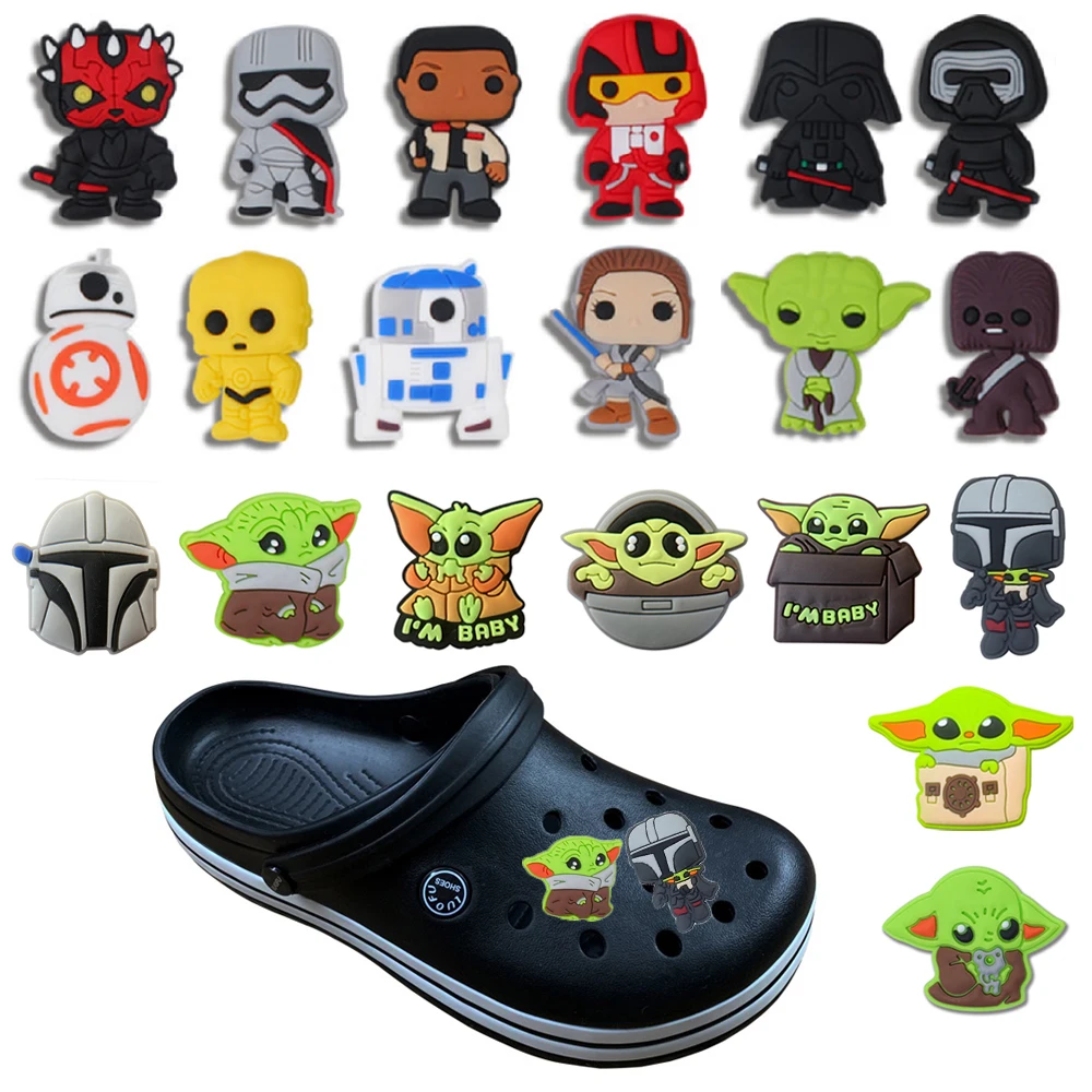 Top Trends: 1pcs Disney Star Wars Baby Yoda PVC Shoes Charms Cartoon Sandals Accessories For Clogs Garden Decorate Boys Kids X-mas Gifts Shoppable Styles