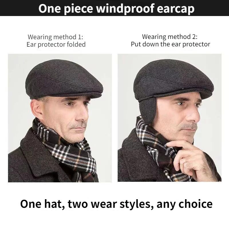 Top Trends: Big Head Circumference Men's Hat Autumn And Winter Warm Beret Spring And Autumn Fleece-lined Earflaps Peaked Cap Small Size Shoppable Styles