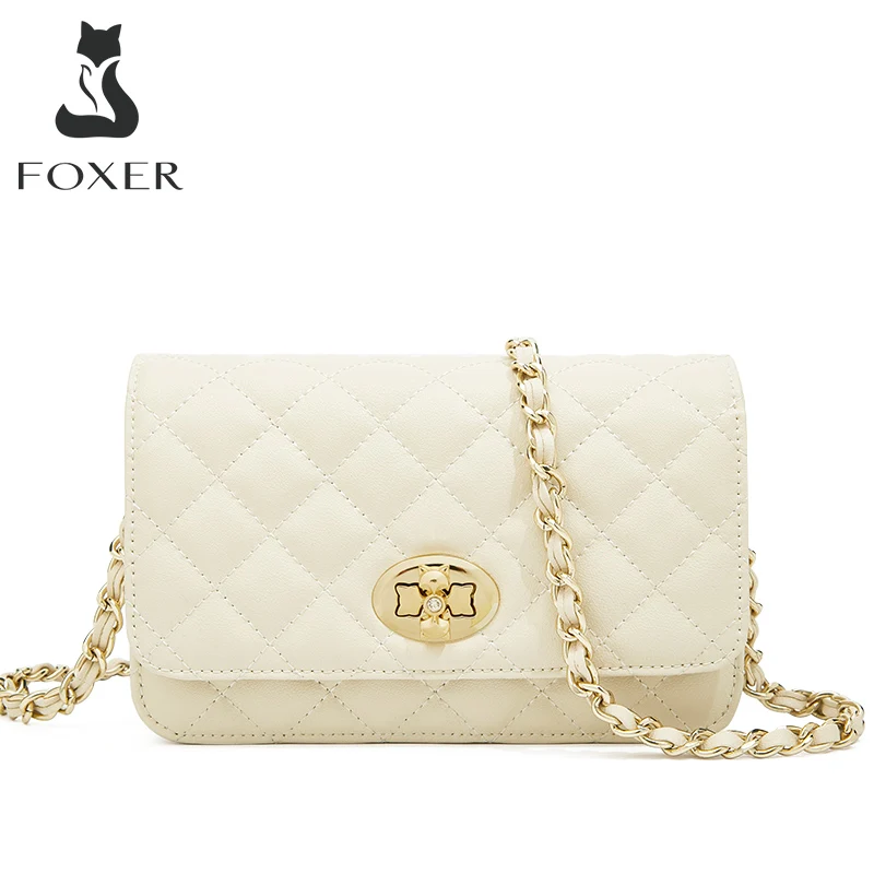 Top Trends: FOXER Designer Girl Chain Flap Stylish Shoulder Bag Split Leather Women&#039;s Classical Crossbody Bag Ladies Luxury Messenger Pocket Shoppable Styles