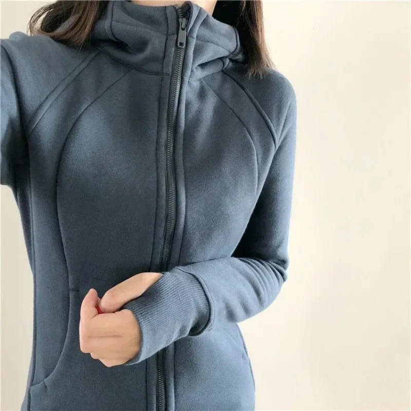 Top Trends: Winter New Plush Thicken Running Jacket Women Warm Tight Fitness Yoga Coat Zipper Hooded Design Sense Gym Workout Clothes Shoppable Styles