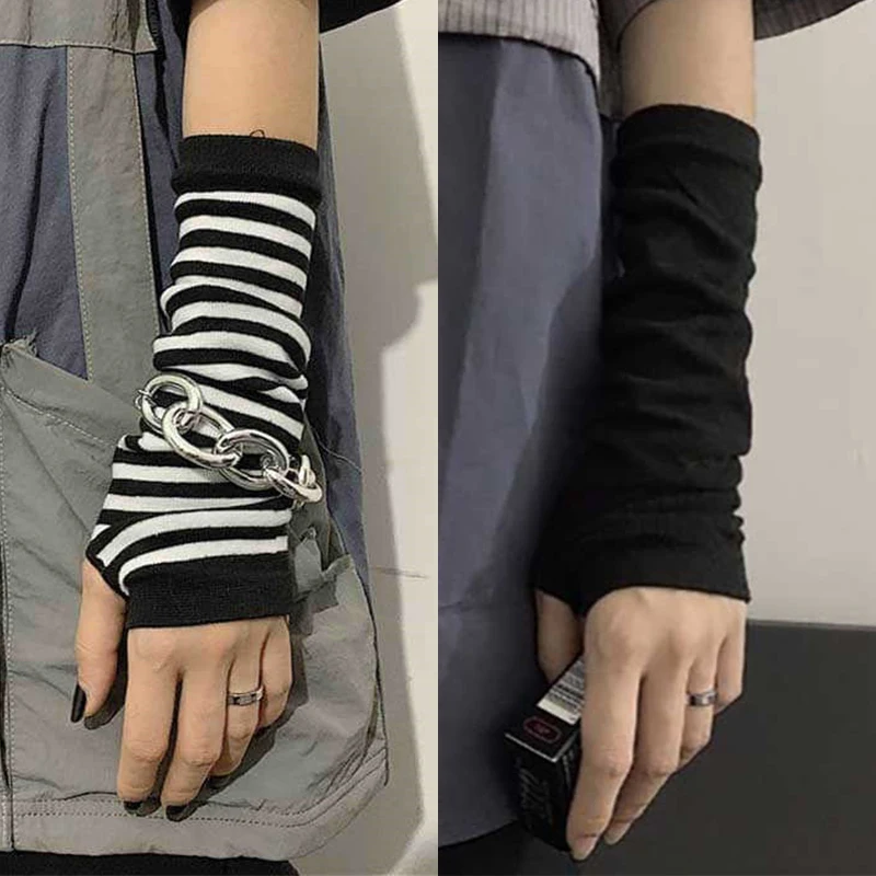 Top Trends: Black Punk Long Fingerless Gloves Cuff Women Men Ninja Sport Outdoor Hip-hop Gloves Elbow Mittens Cool Stretch Winter Arm Warmer Shoppable Styles