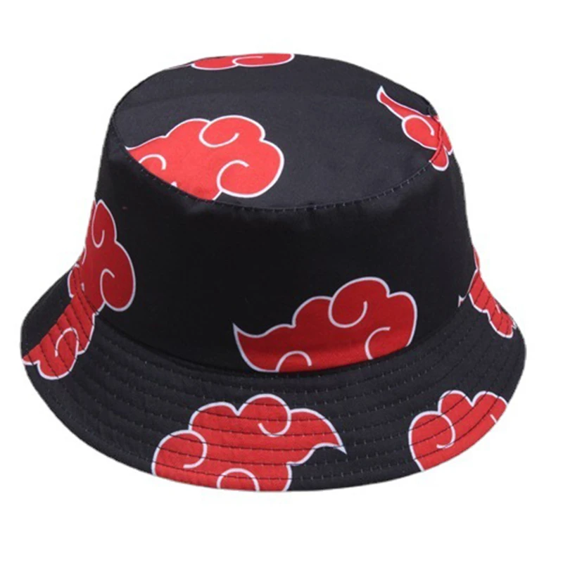 Top Trends: Japanese Anime Products Naroto Akatsuki Red Cloud Bucket Hat Fisherman Hat Outdoors Sunscreen For Women Men Summer Hat Shoppable Styles