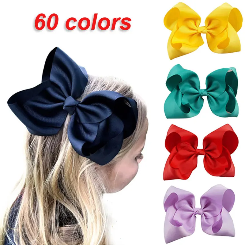 Top Trends: CN 8 Inch Solid Large Hair Bow For Girls Kids Handmade Grosgrain Ribbon Bow With Clips Boutique Hairpins Hair Accessories Shoppable Styles