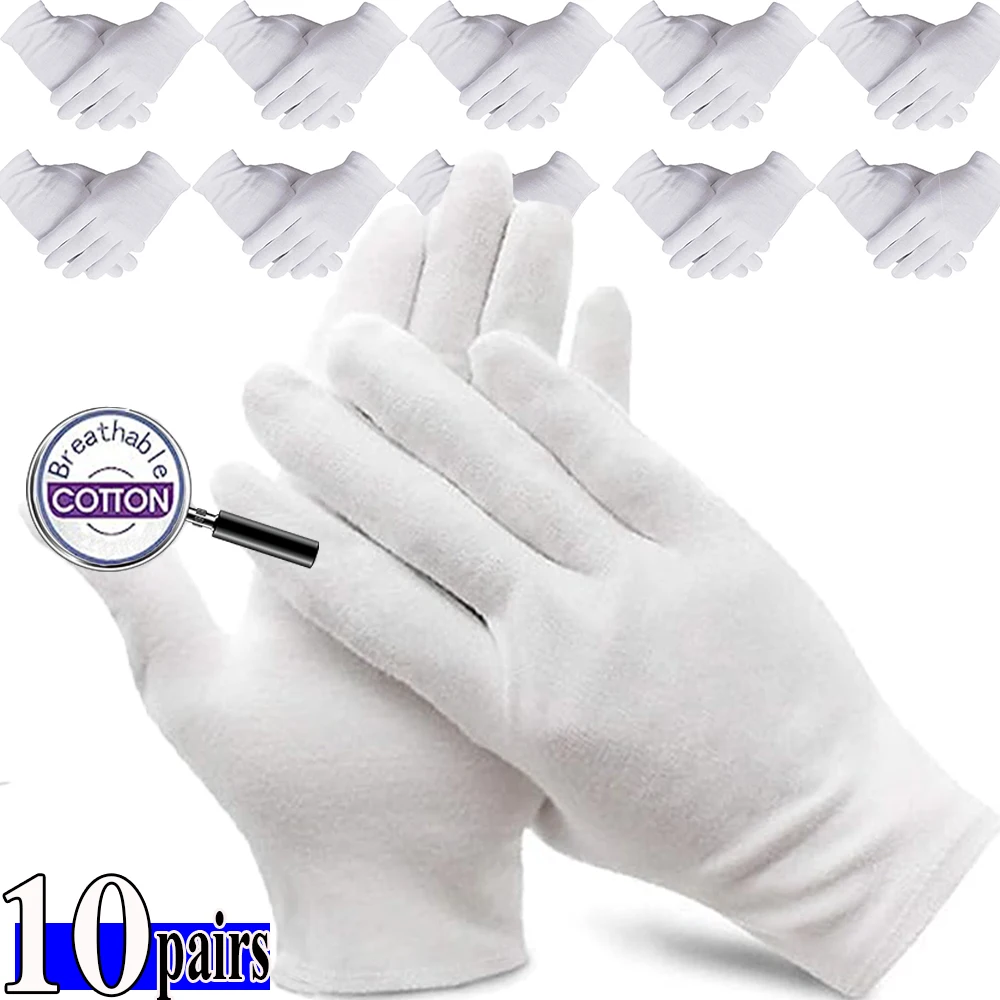 Top Trends: White Cotton Work Gloves For Dry Hands Handling Film SPA Gloves Ceremonial High Stretch Gloves Mittens Household Cleaning Tools Shoppable Styles