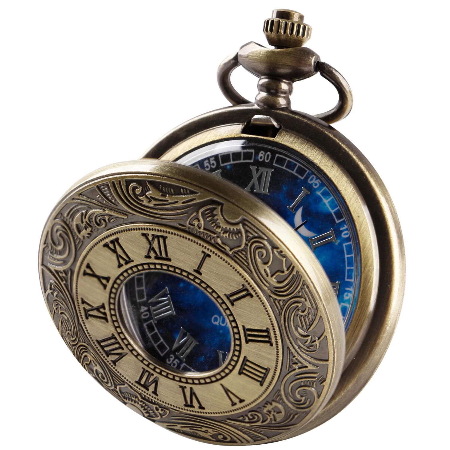 Top Trends: Special Antique Design Blue Dial Quartz Pocket Watch Vintage Necklace Pendant Clock Men&#039;s And Women&#039;s Best Holiday Gift Shoppable Styles