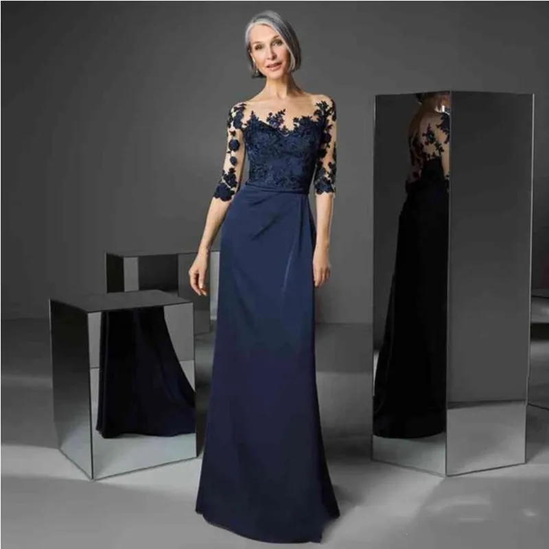 Top Trends: Mother Of The Bride Dress Chiffon Lace Applique Elegant Wedding Guest Gown Half Sleeves Floor Length Evening Robe De Soirée 2022 Shoppable Styles