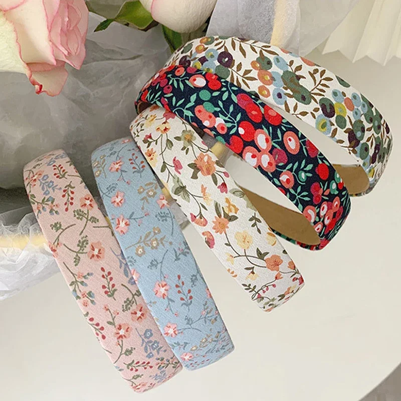 Top Trends: Korea Style Retro Headband Women Simple Cloth Fabric Hair Band Floral Lattice Hairbins For Ladies Girl Headwear Hair Accessories Shoppable Styles - Image 4