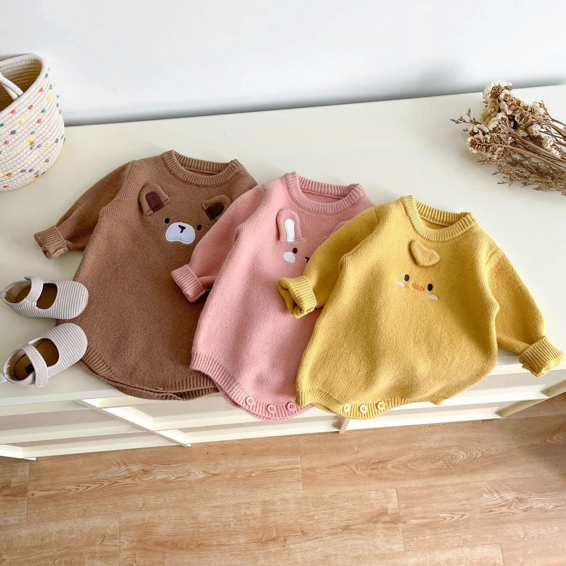 Top Trends: 2023 Winter New Baby Warm Knit Bodysuit Long Sleeve Newborn Toddler Cute Animal Sweater Infant Girl Jumpsuit Kids Boy Clothes Shoppable Styles