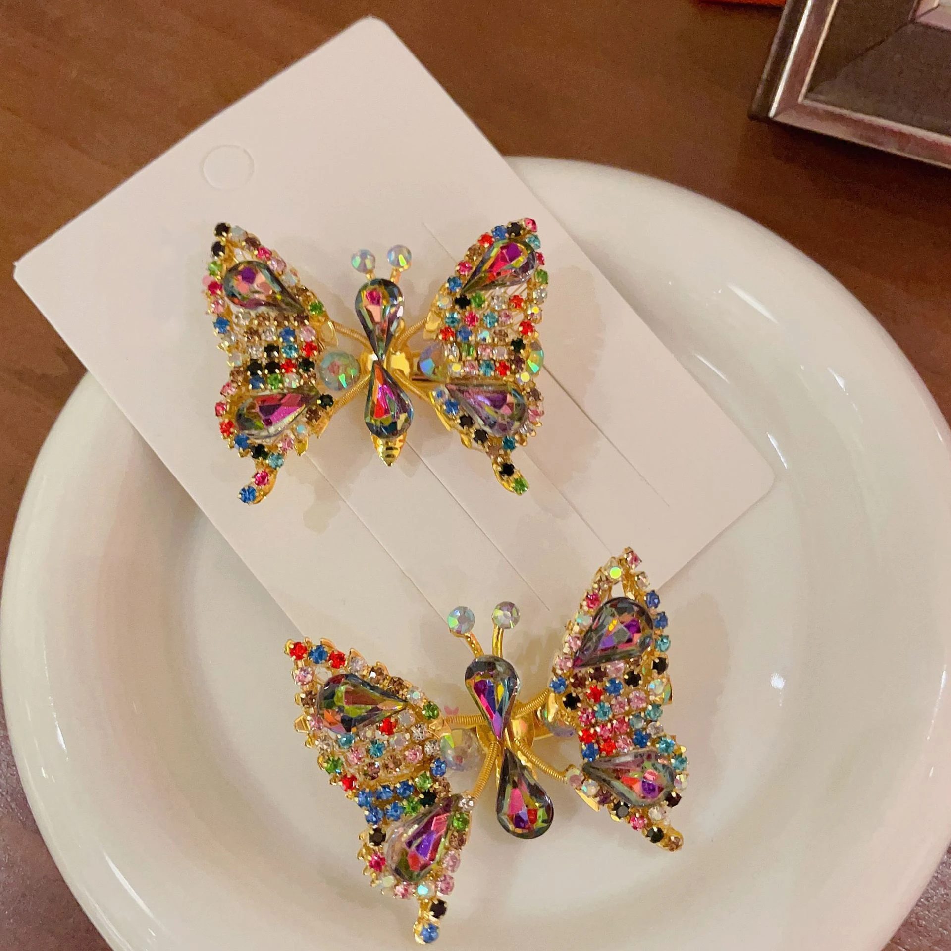 Top Trends: Shiny Multicolor Rhinestone Movable Butterfly Hairpin Wholesale Cute Duck Clip Girls Headwear Nice Birthday Gift For Daughter Shoppable Styles - Image 3