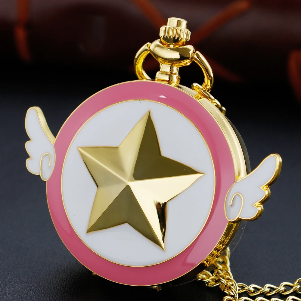 Top Trends: Fashion Sakura Pocket Watch Cartoon Anime Necklace Pocket Watch Women Poket Fob Watches Gift Dropshipping Shoppable Styles