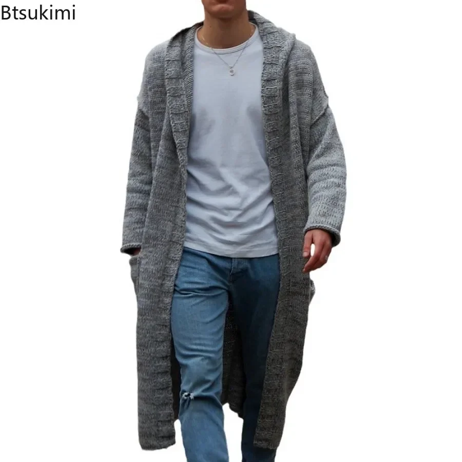 Top Trends: New 2024 Mens Knitted Cotton Cardigan Fashion Long Sweaters Male Casual Solid Long Sleeve Slim Outwear Autumn Winter Warm Hoodie Shoppable Styles - Image 5