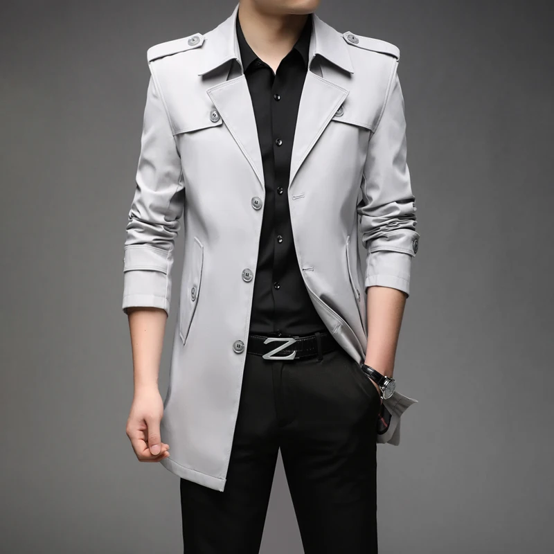 Top Trends: New Spring Men Trench Fashion England Style Long Trench Coats Mens Casual Outerwear Jackets Windbreaker Brand Mens Clothing 2022 Shoppable Styles - Image 5