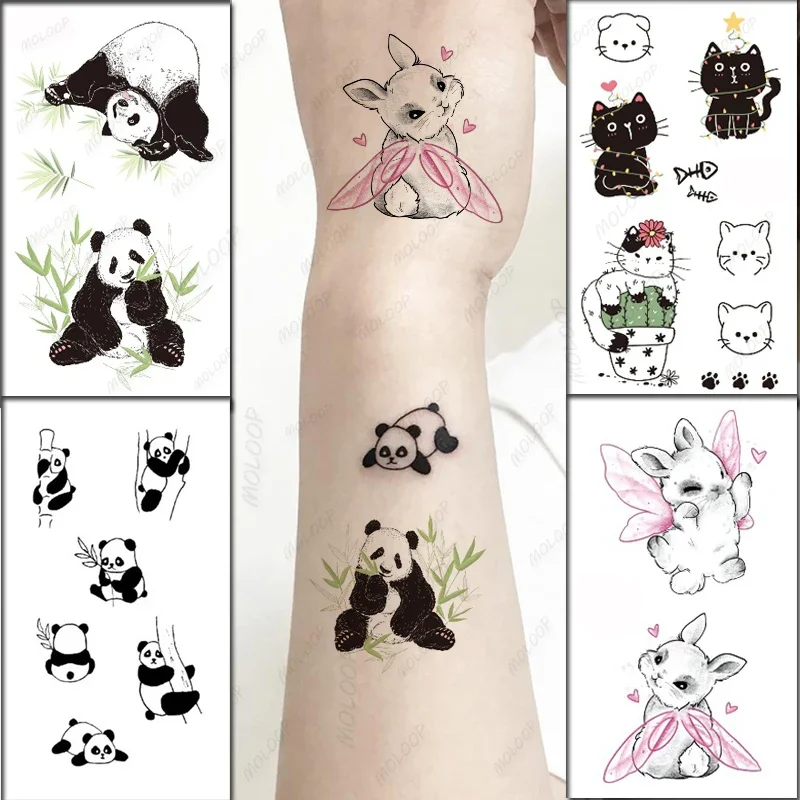 Top Trends: Tattoo Sticker Body Art Black White Drawing Little Element Lovely Panda Animal Water Transfer Temporary Fake Tatto Flash Tatoo Shoppable Styles