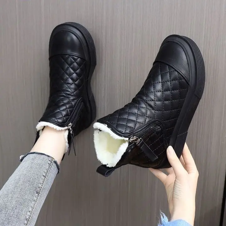 Top Trends: Women's Shoes Silver Shoe Flat Footwear Elastic Snow Boots Woman Low Ankle Booties Green Winter 2023 Waterproof Boot Warm Trendy Shoppable Styles