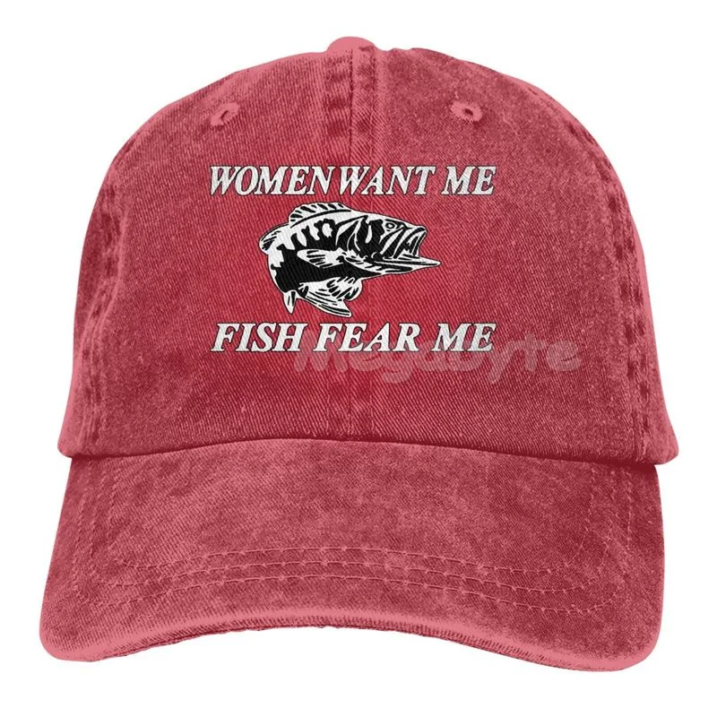 Top Trends: Women Want Me Fish Fear Me Washed Baseball Cap Trucker Hat Adult Unisex Adjustable Dad Hat Summer Breathable Stretch Hats Shoppable Styles