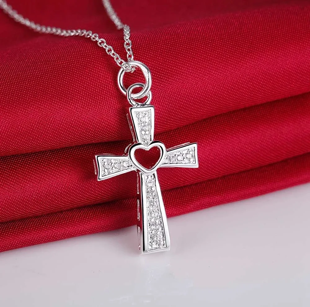 Top Trends: Charms Classic 925 Sterling Silver Crystal Cross Pendant Necklace For Women High Quality Wedding Party Jewelry Holiday Gift Shoppable Styles