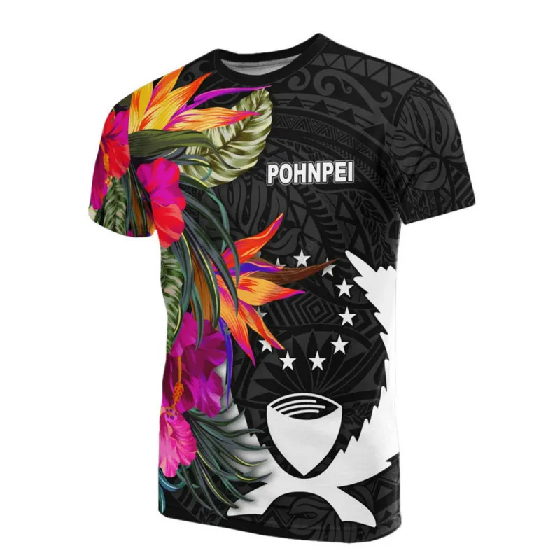 Top Trends: T-shirt Men's And Women's Pohnpei 3D Printing O-neck Fun Floral Creative Style Short-sleeved Pullover Loose Large Size Men's Shoppable Styles