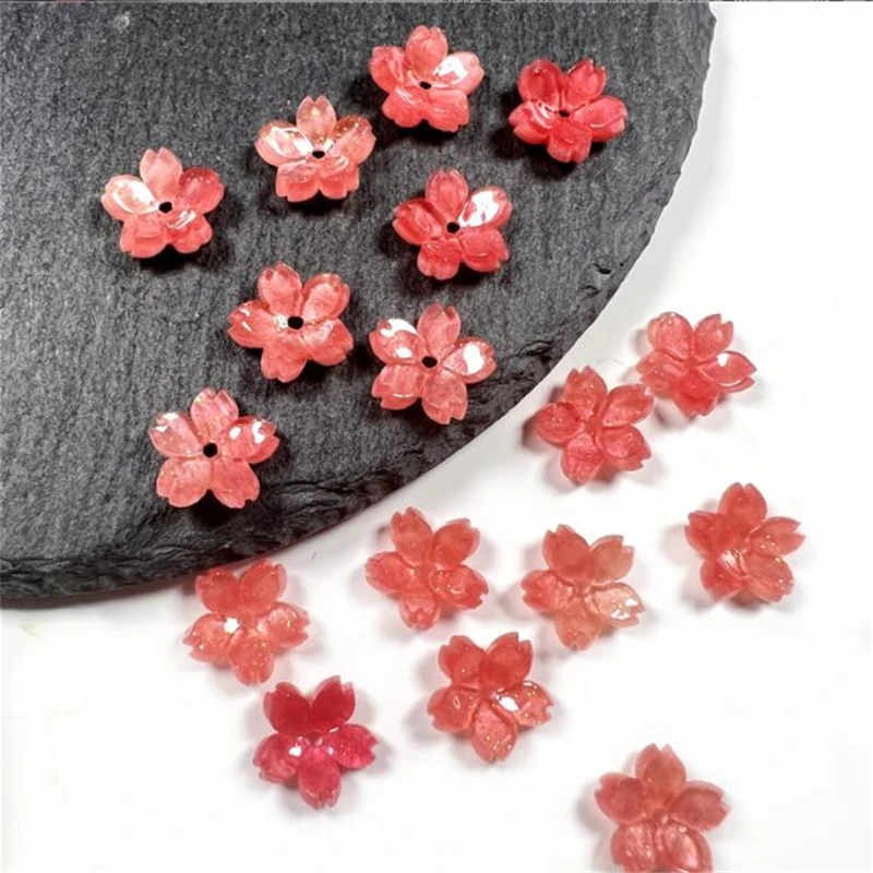 Top Trends: 20pcs / lot 10mm Resin Torus Imitation Shell Acetic Acid Flower Beads Connectors For Diy Earrings Hair Jewelry Making Accessories Shoppable Styles