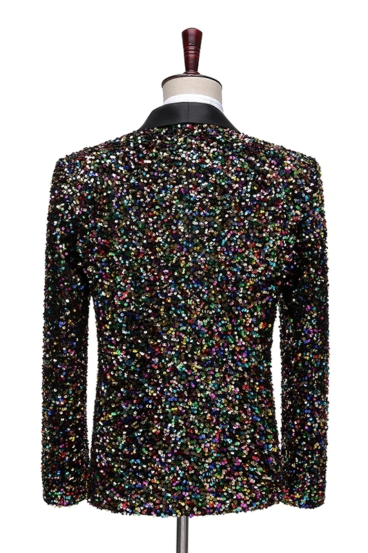 Top Trends: 2024 Men Shawl Collar One Button Blazer Shiny Sequins Bling Men's Blazers Mens Casual Party Stage Costumes Shoppable Styles - Image 5