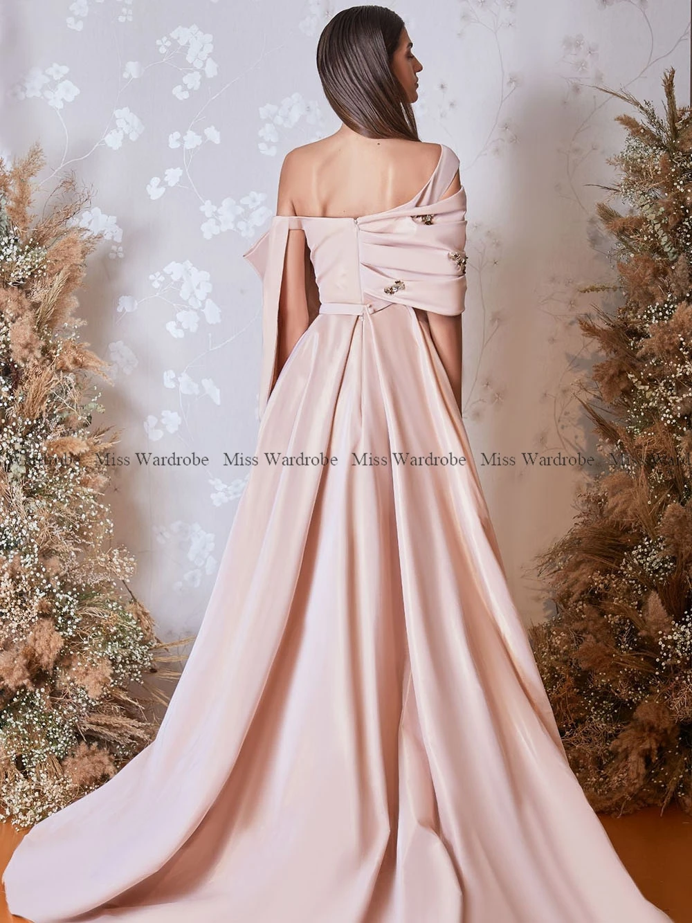 Top Trends: Elegant Light Pink Evening Dresses Off The Shoulder A Line Big Bow Satin Party Prom Gowns Thigh Slit Special Occasion Wear 2024 Shoppable Styles - Image 3