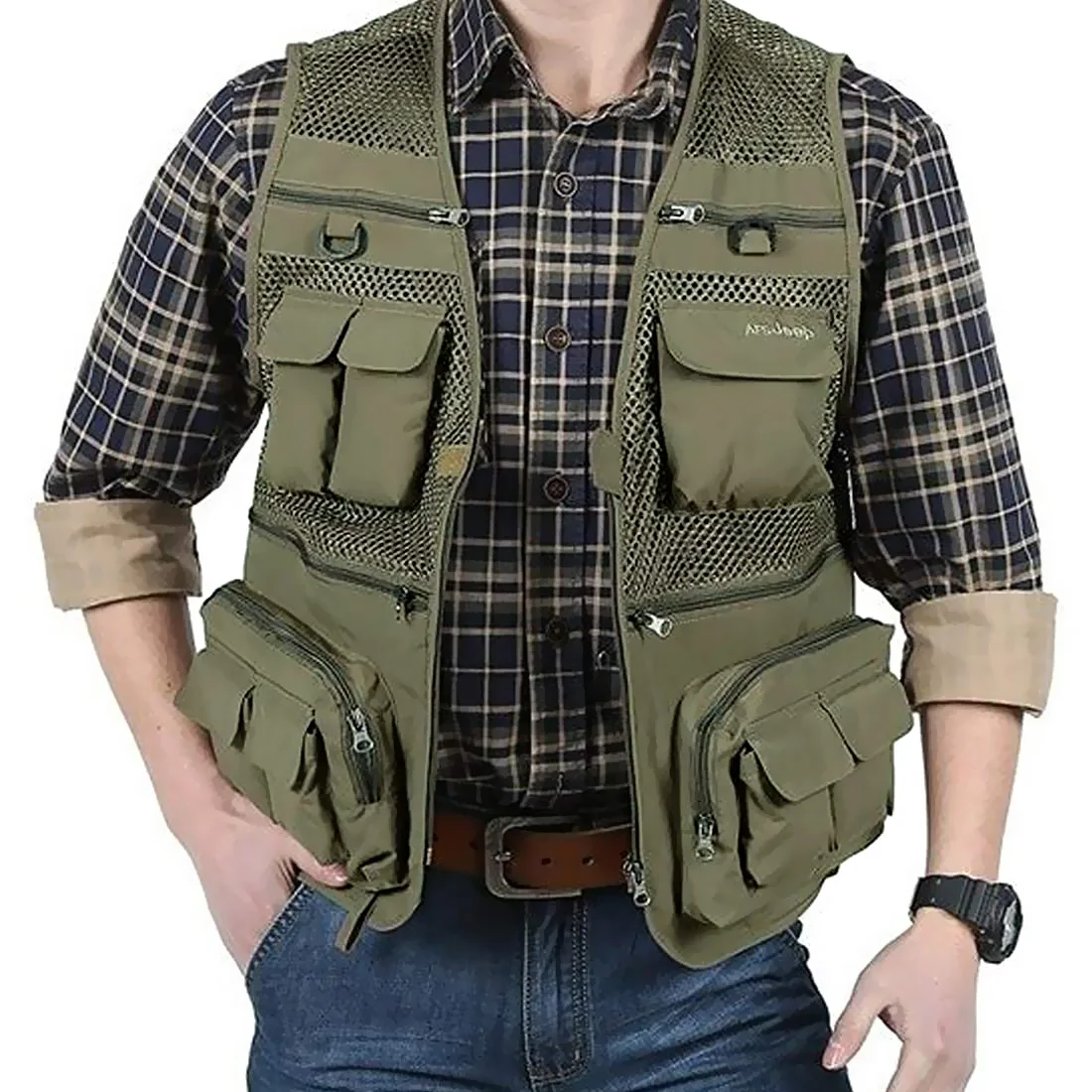 Top Trends: Men Vest Tactical Webbed Gear Coat Summer Photographer Waistcoat Unloading Tool Many Pocket Mesh Work Sleeveless Jacket Male Shoppable Styles