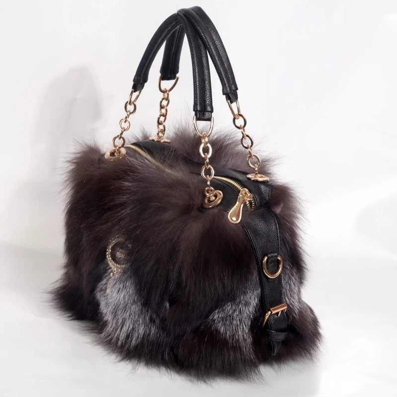 Top Trends: Women's Luxury Real Fur Shoulder Bag Natural Fluffy Fox Fur Crossbody Bag Women's Designer Large Capacity Fashion Handbag Shoppable Styles - Image 2