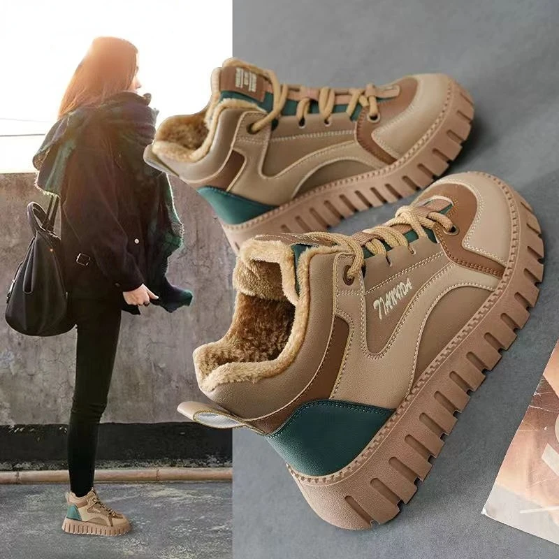 Top Trends: Flat Booties Low Winter 2023 Ankle Women's Snow Boots Brown Platform Shoes For Women Korean On Offer With Warm Hot Shoppable Styles